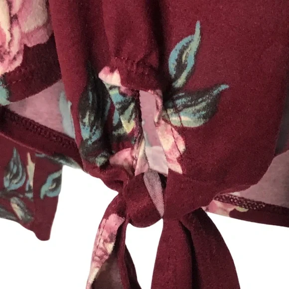 IZ BYER floral crisscross back tie front top | M - Picture 2 of 10